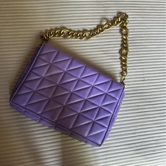 Zara Handbags - Zara Purple and Gold Quilted Bag